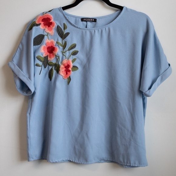 Oeuvre Tops - Oeuvre blue embroidered top-M